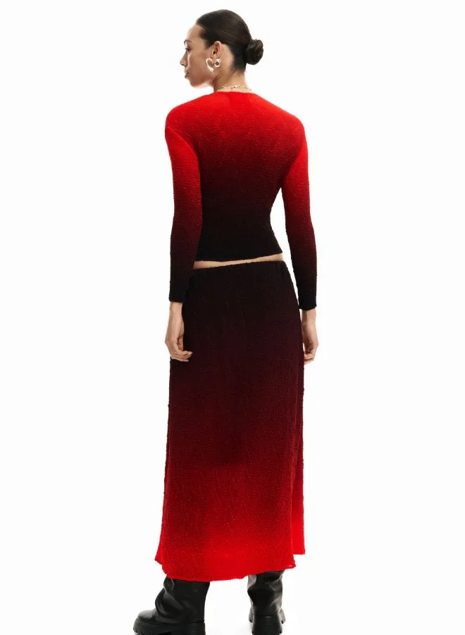 Desigual Red Gradient Midi Skirt for Women | Best Price UAE
